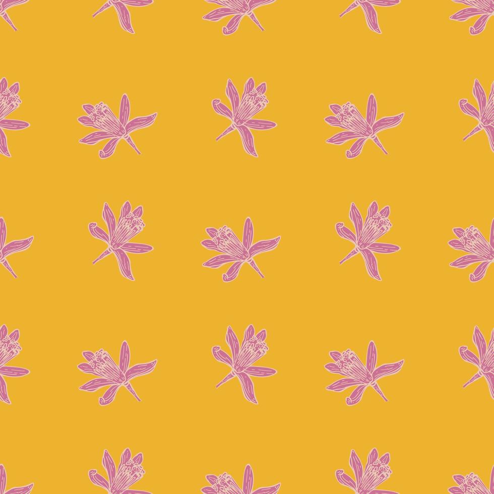 Seamless pattern flowers engraved. Vintage background of garden floral in hand drawn style. vector