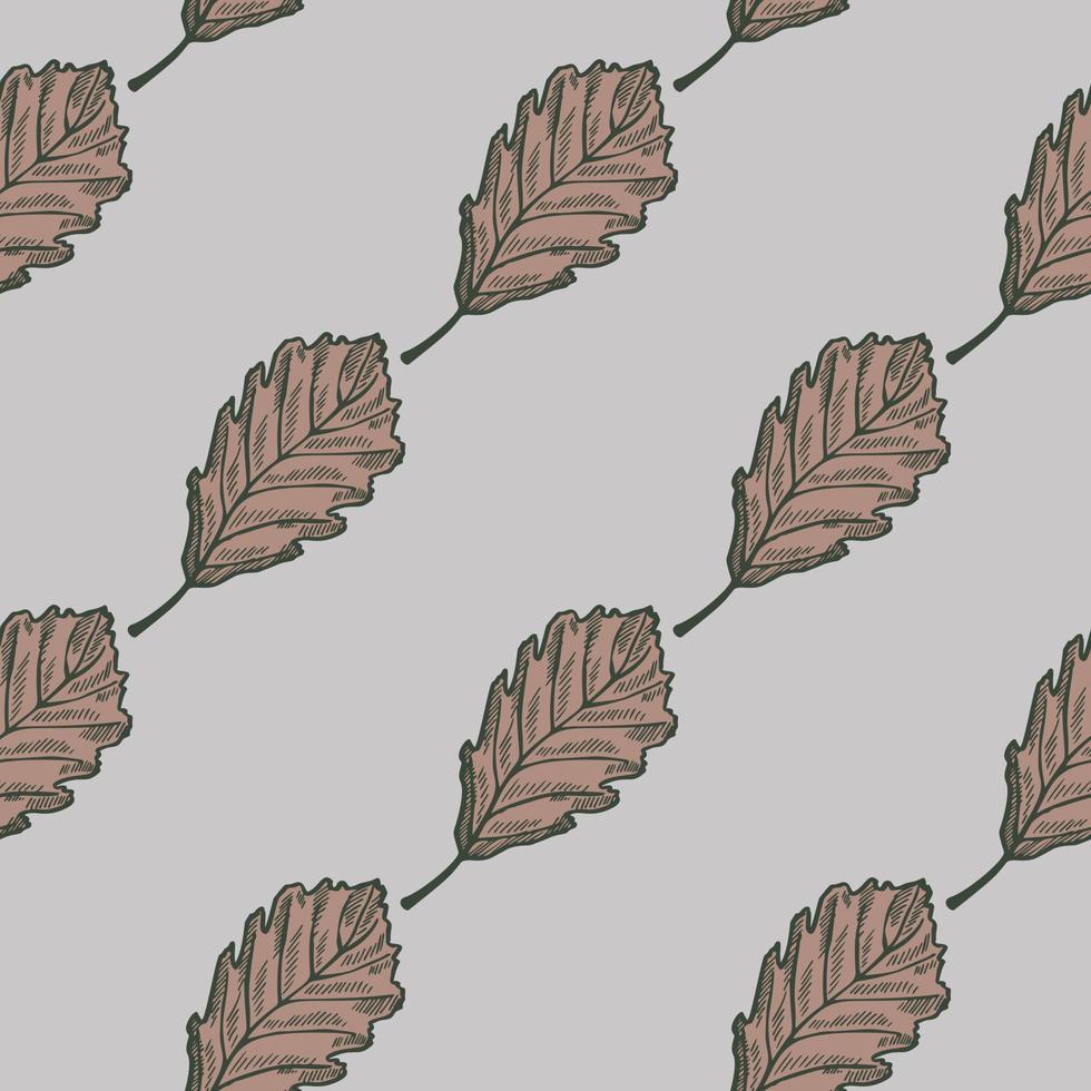 Leaves oak engraved seamless pattern. Vintage background botanical with forest foliage in hand drawn style. vector