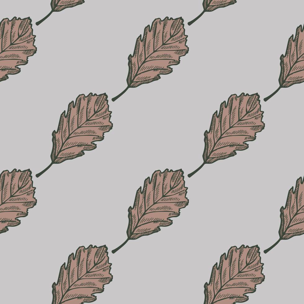 Leaves oak engraved seamless pattern. Vintage background botanical with forest foliage in hand drawn style. vector