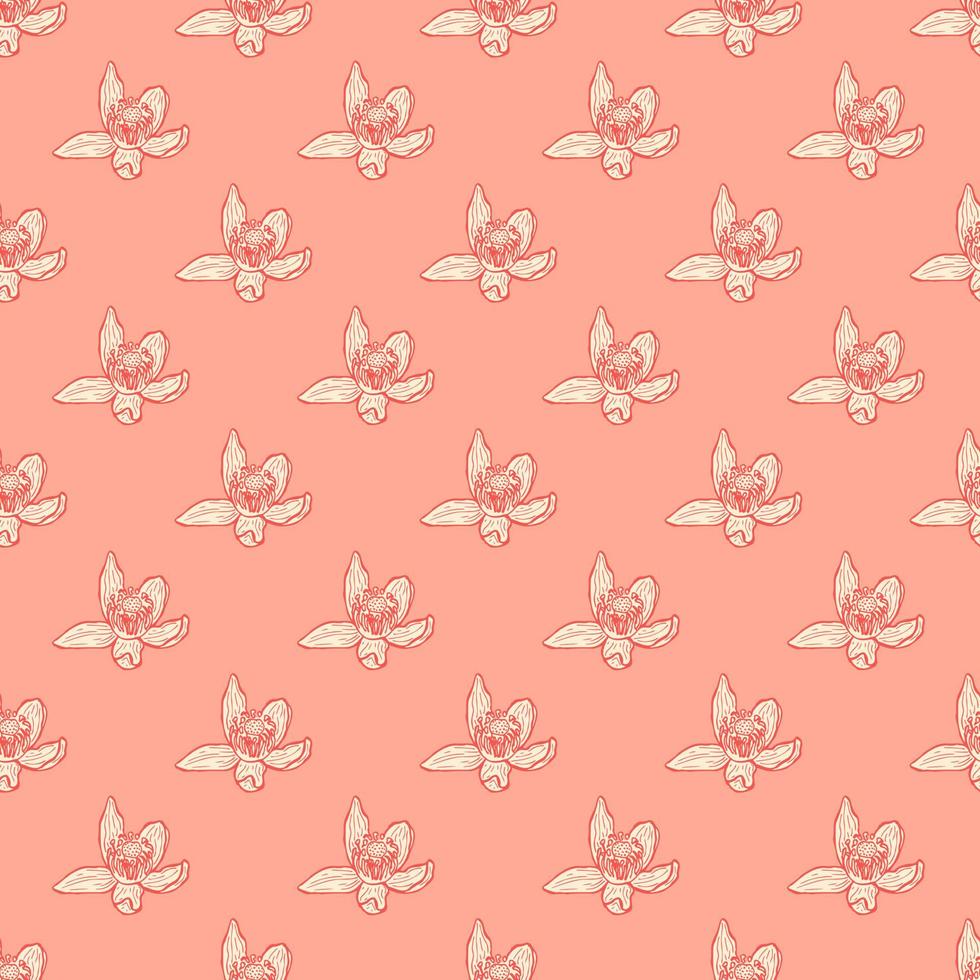 flor grabada de patrones sin fisuras. fondo vintage floral en estilo dibujado a mano. boceto de flores de primavera. vector