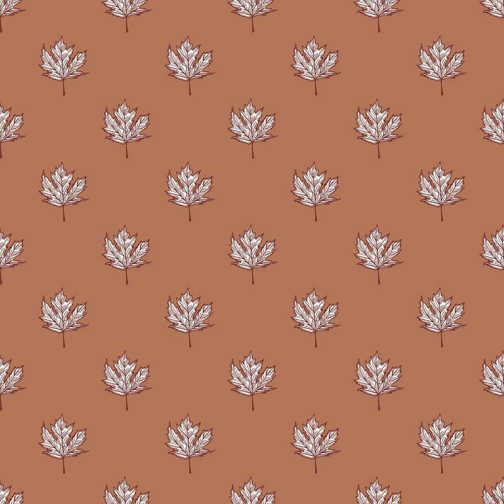 Leaves maple canadian engraved seamless pattern. Vintage background botanical with foliage in hand drawn style. vector
