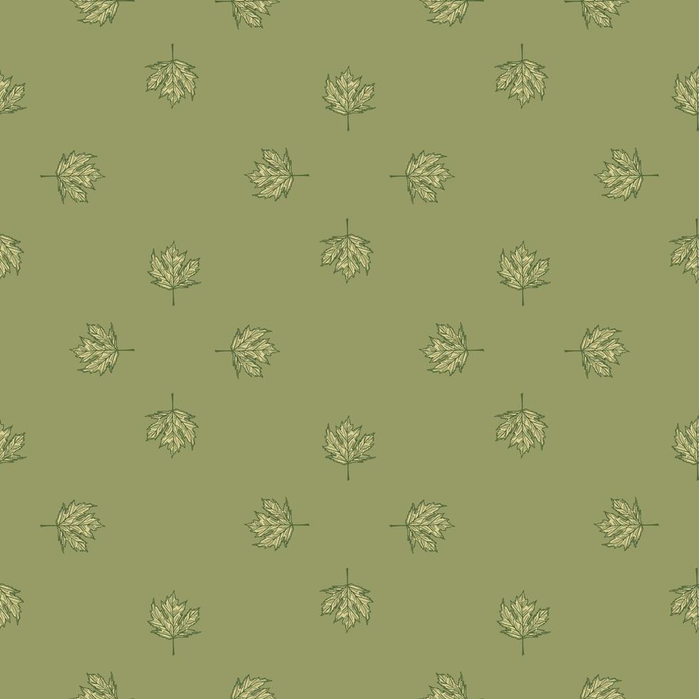 Leaves maple canadian engraved seamless pattern. Vintage background botanical with foliage in hand drawn style. vector