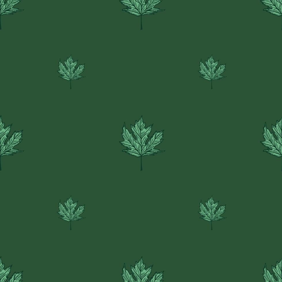 Leaves maple canadian engraved seamless pattern. Vintage background botanical with foliage in hand drawn style. vector