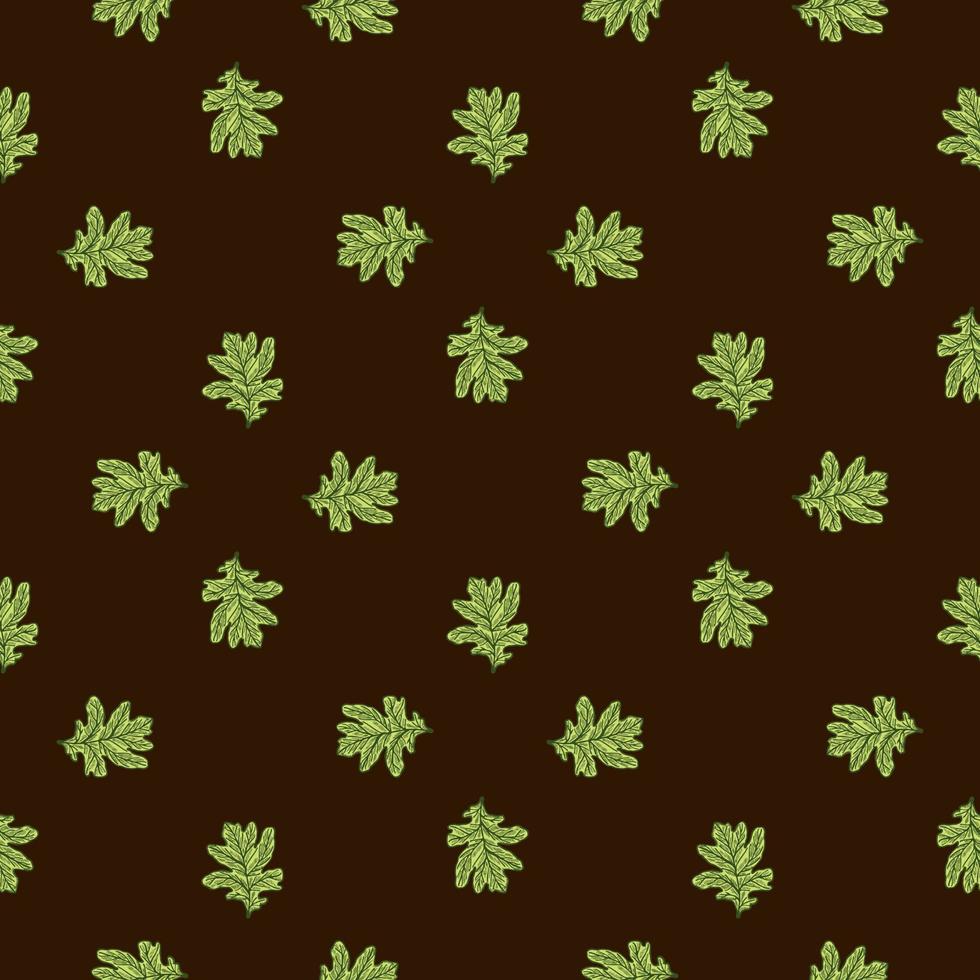 Leaves oak engraved seamless pattern. Retro background botanical with forest foliage in hand drawn style. vector