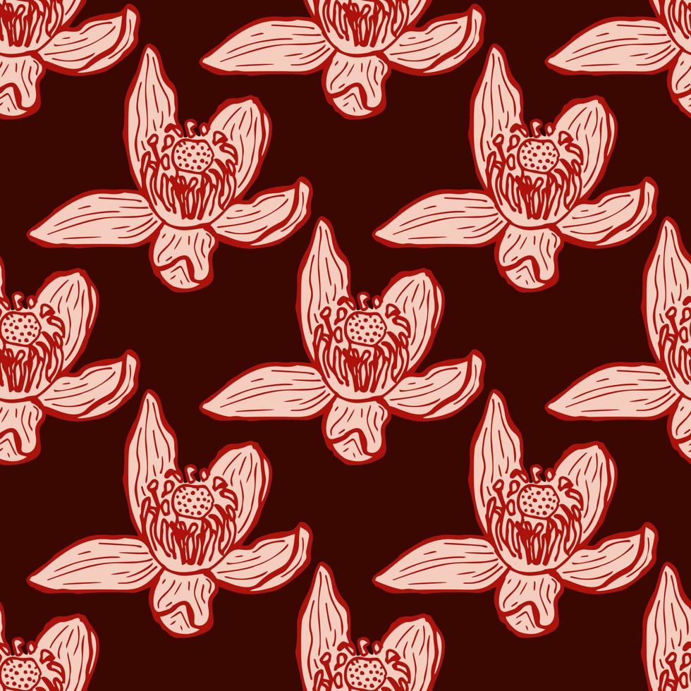 flor grabada de patrones sin fisuras. fondo vintage floral en estilo dibujado a mano. boceto de flores de primavera. vector