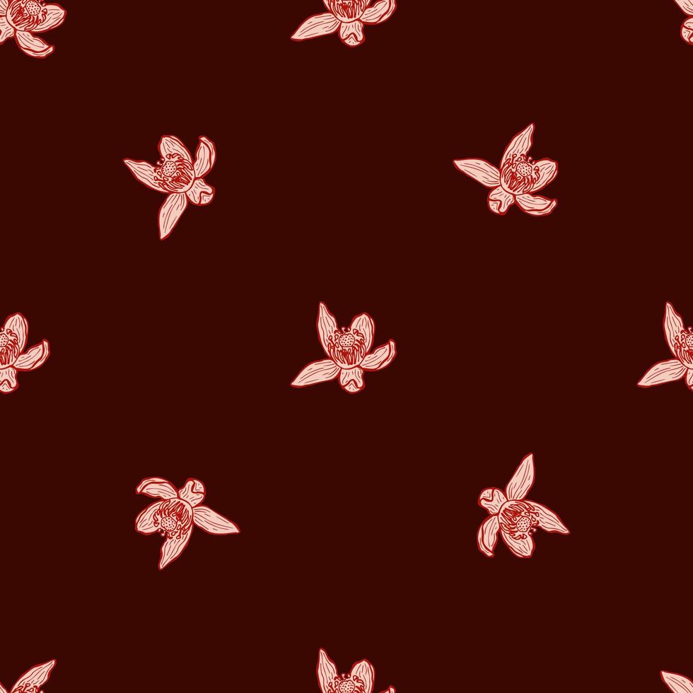 flor grabada de patrones sin fisuras. fondo vintage floral en estilo dibujado a mano. boceto de flores de primavera. vector