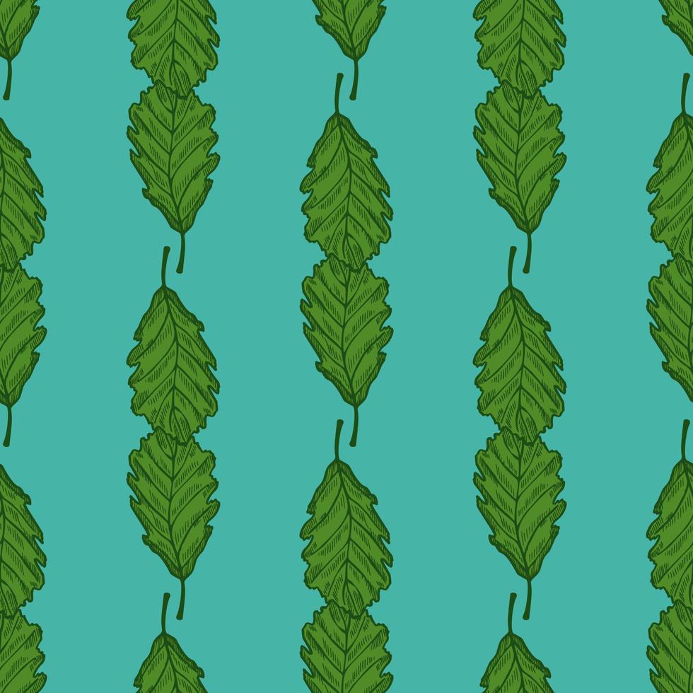 Leaves oak engraved seamless pattern. Vintage background botanical with forest foliage in hand drawn style. vector