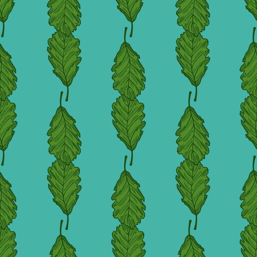 hojas de roble grabado de patrones sin fisuras. fondo vintage botánico con follaje forestal en estilo dibujado a mano. vector