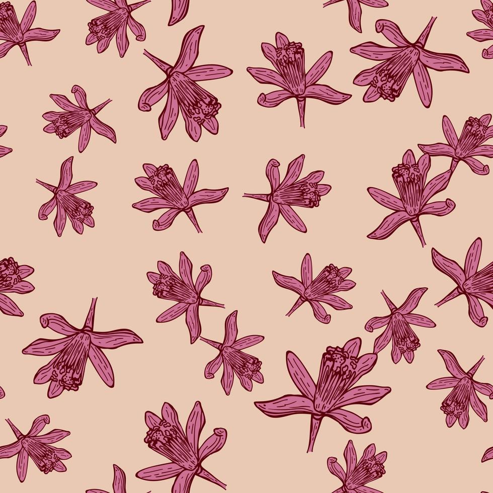 flores de patrones sin fisuras grabadas. fondo vintage de jardín floral en estilo dibujado a mano. vector