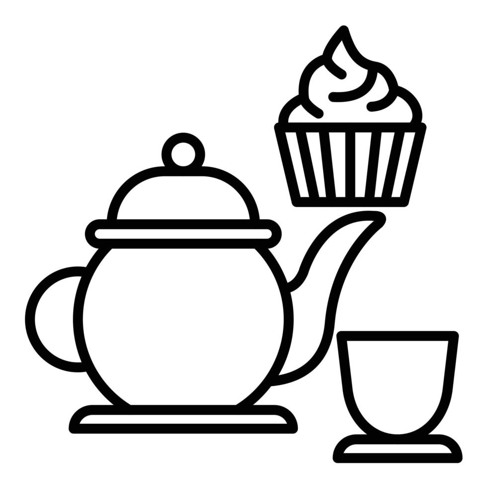 icono de línea de té de la tarde vector