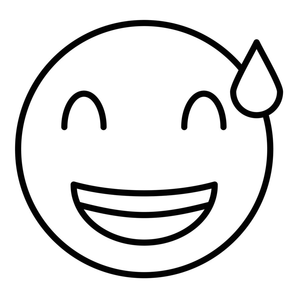 Grinning Face with Sweat Line Icon vector
