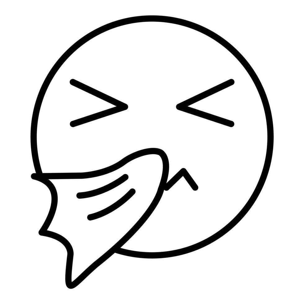 Sneezing Face Line Icon vector