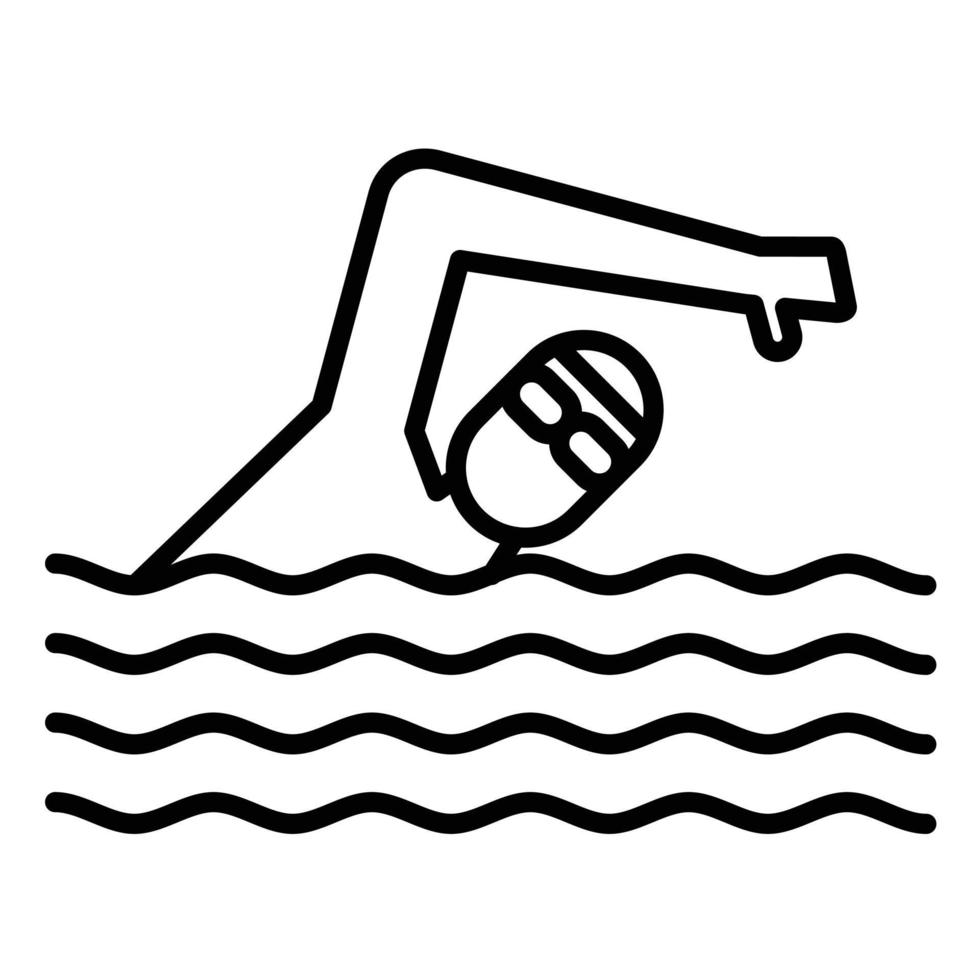 icono de línea de natación vector