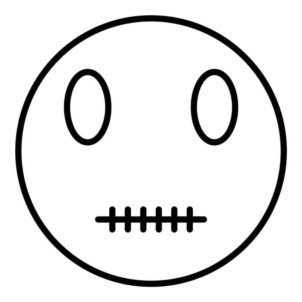 Zipper Mouth Face Line Icon vector