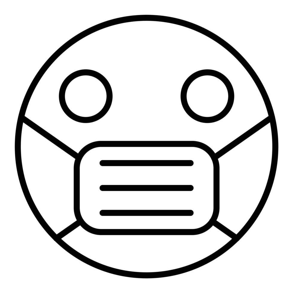 Face with Medical Mask Line Icon vector