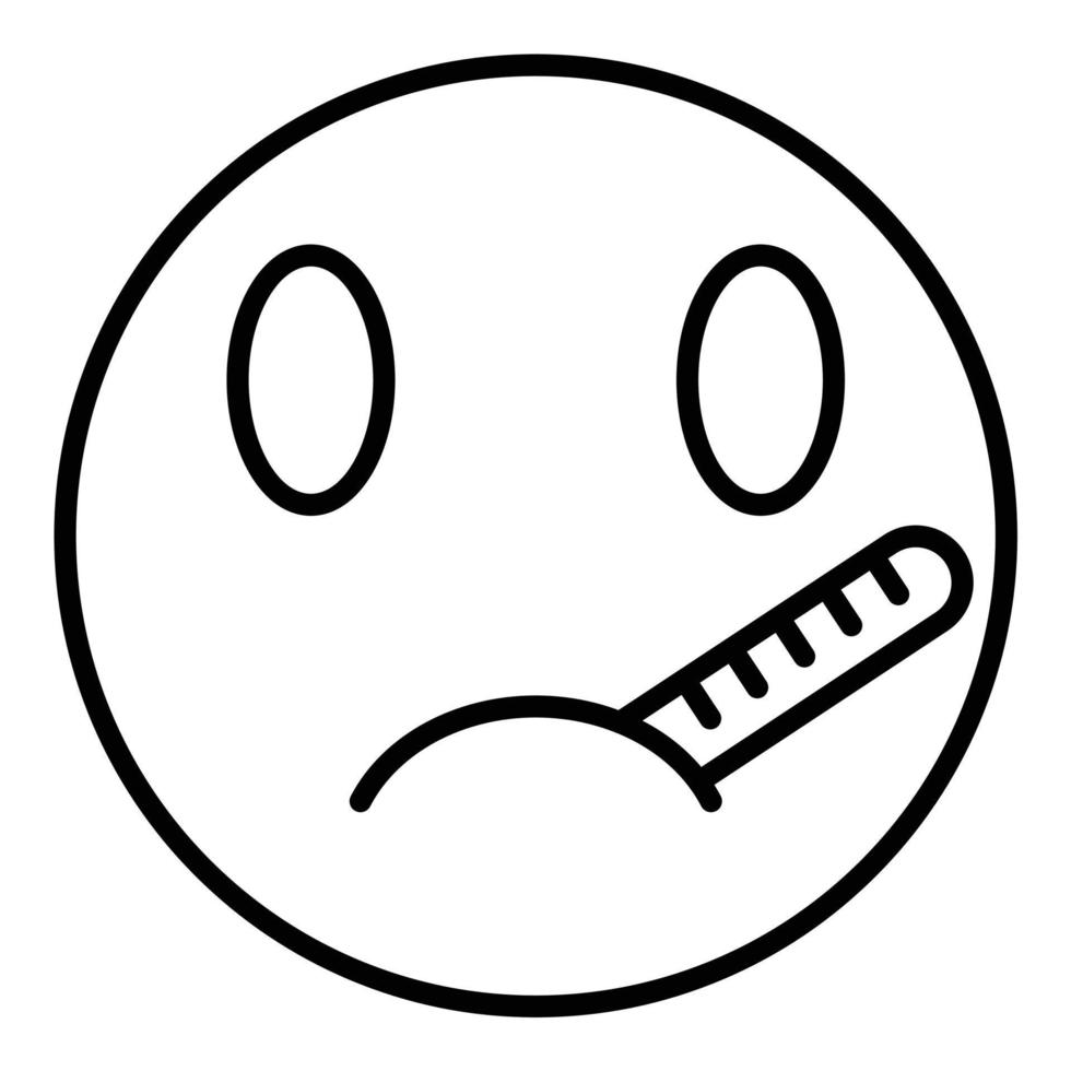Face with Thermometer Line Icon vector