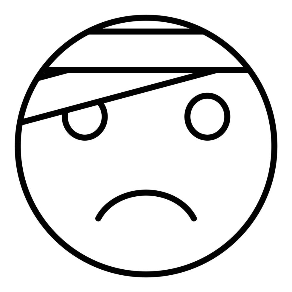 Face with Head Bandage Line Icon vector