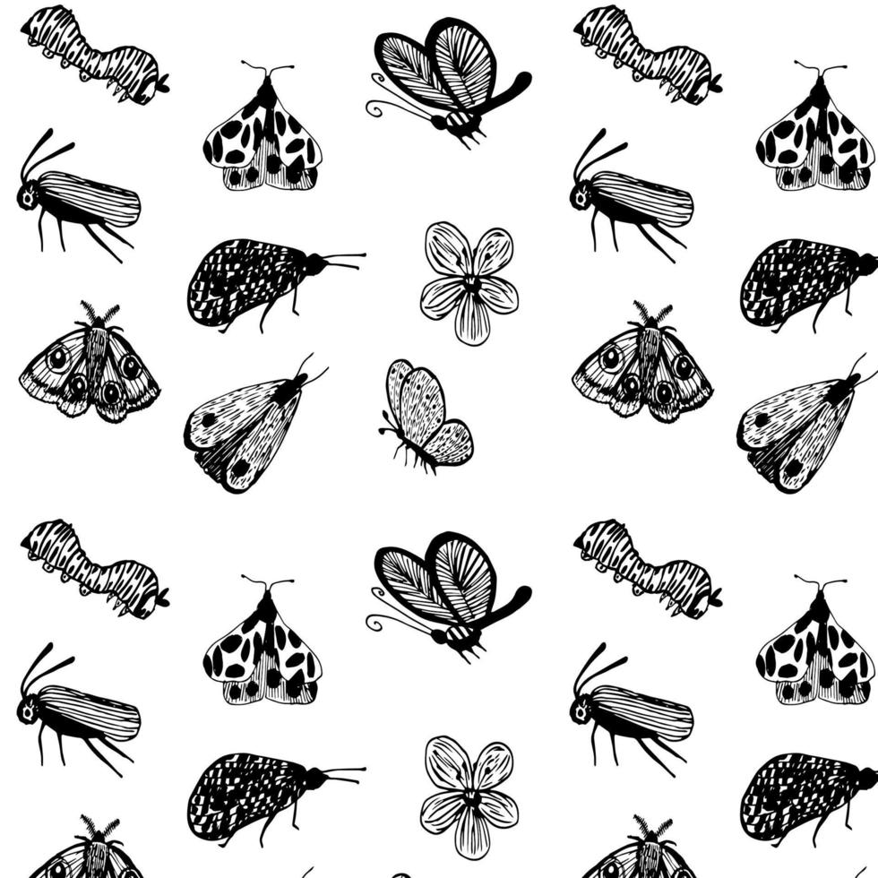 patrón garabato mariposa vector