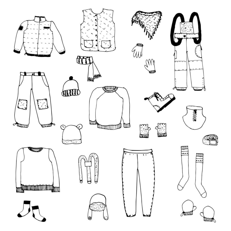 set doodle clothes for kids vector