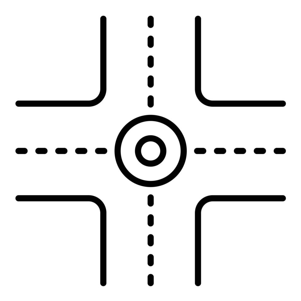 Four Way Intersection Line Icon vector