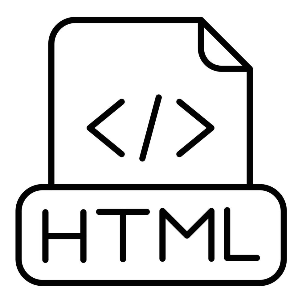 icono de línea de archivo html vector