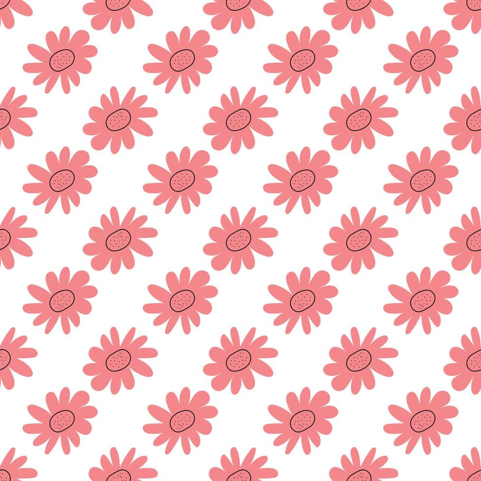 patrón floral vector transparente con flores. flor de primavera estilo infantil simple dibujado a mano. bastante ditsy para tela, textil, papel pintado. papel digital en fondo blanco