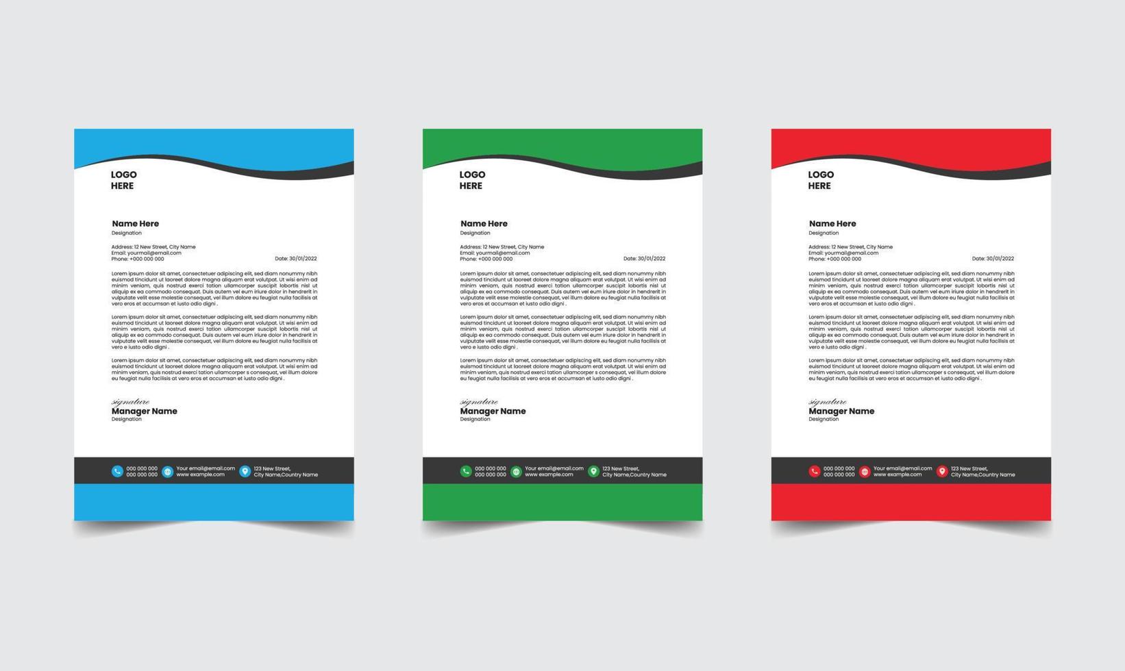 Corporate business letterhead design template free vector