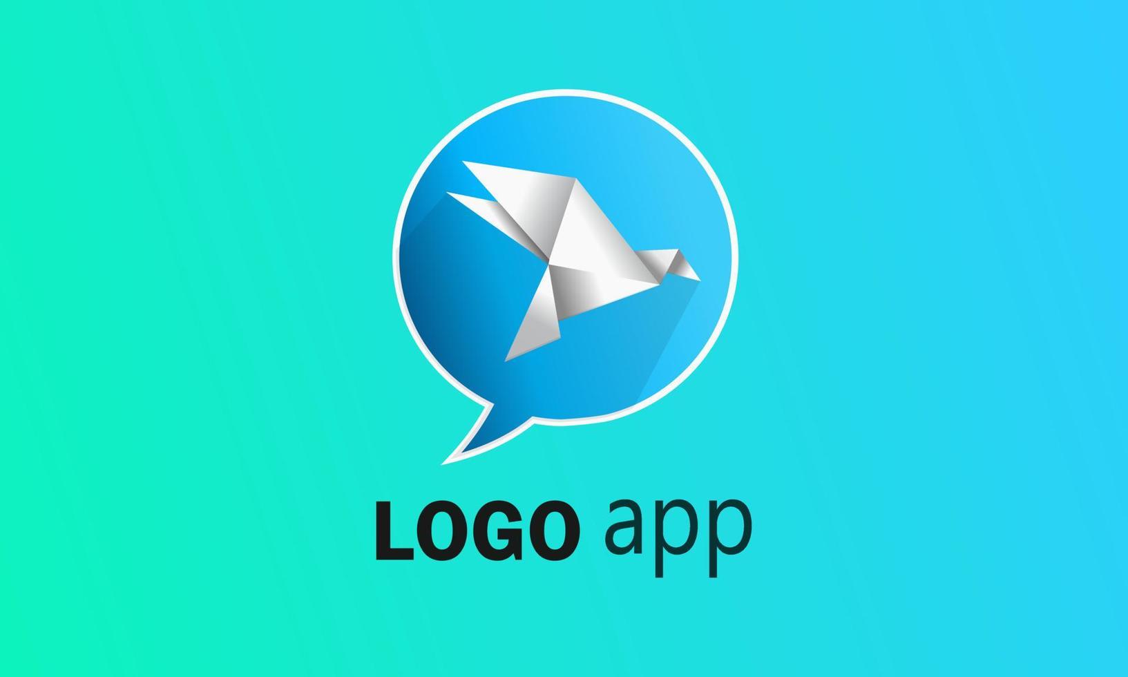 logotipo de chat de icono de aplicación de pájaro de origami vector