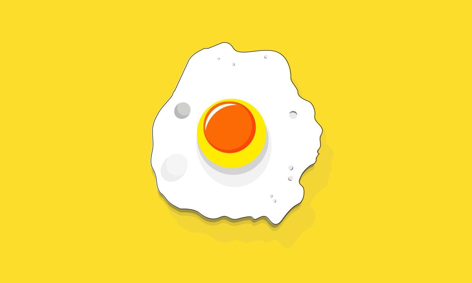 Sunny side up fried egg yellow background vector