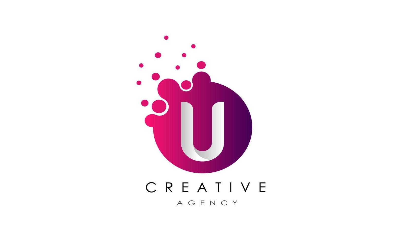 Dots Letter U Logo. U Letter Design Vector with Dots.