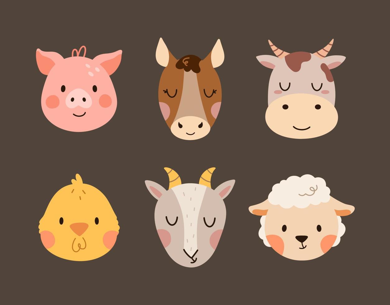 conjunto de animales de granja vector