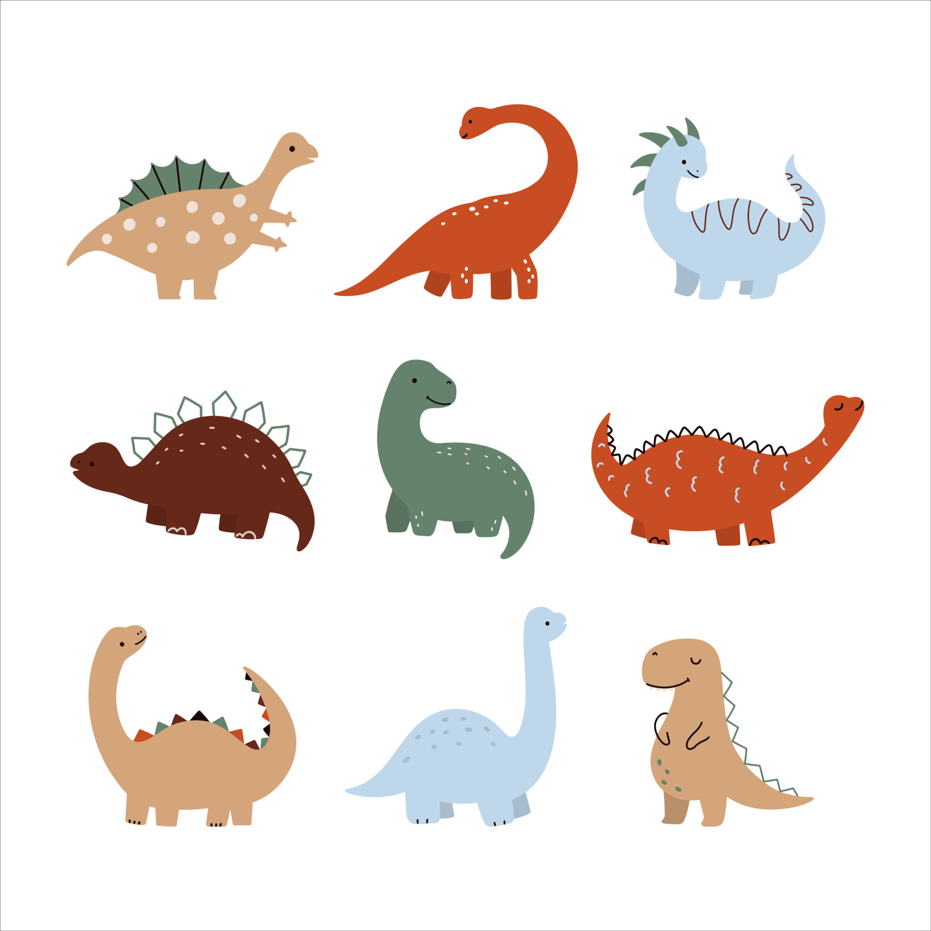 Dinosaur Vector Set 7571425 Vector Art At Vecteezy Dinosaur Set Vector