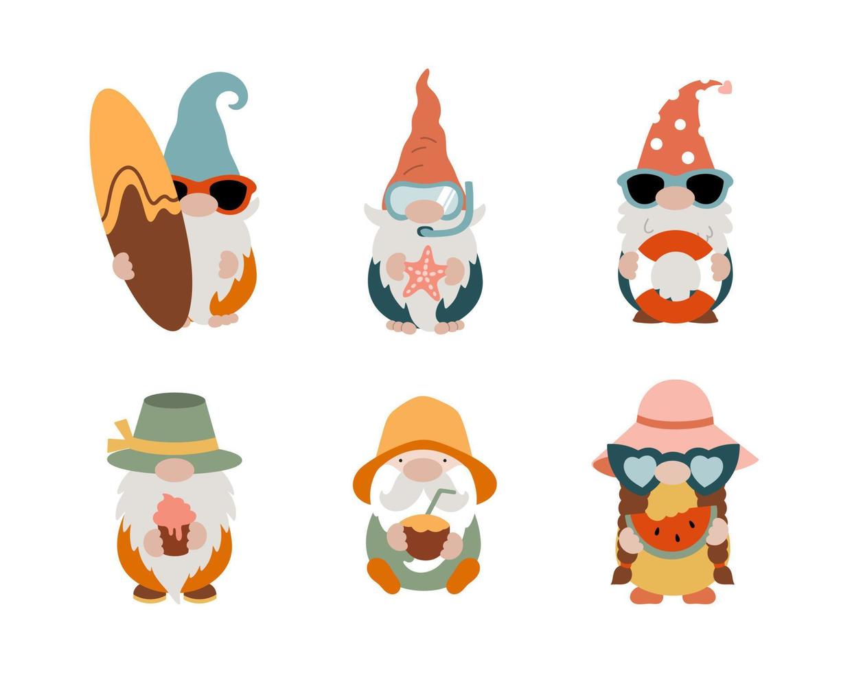 Summer gnomes set vector
