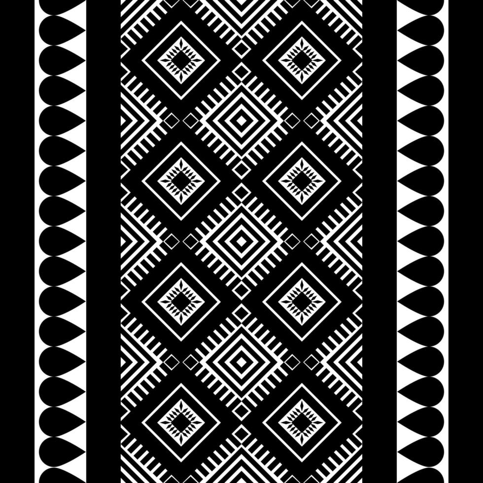 Black and white geometric ethnic seamless pattern design for wallpaper, background, fabric, curtain, carpet, clothing, wrapping. vector