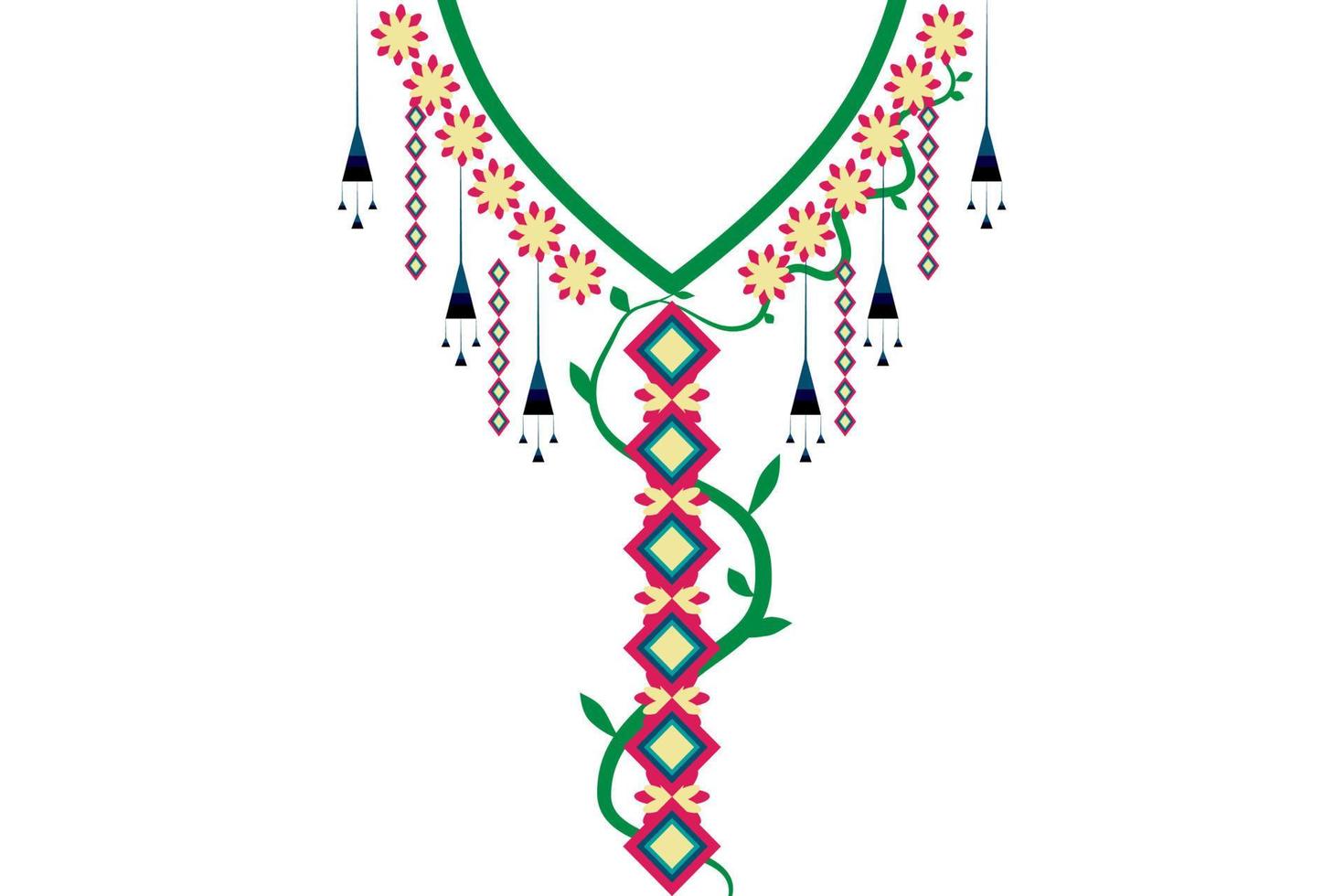 Geometric Ethnic necklace, neckline embroidery colorful traditional pattern design for woman clothing, jewelry, collar shirts, T-shirt. vector