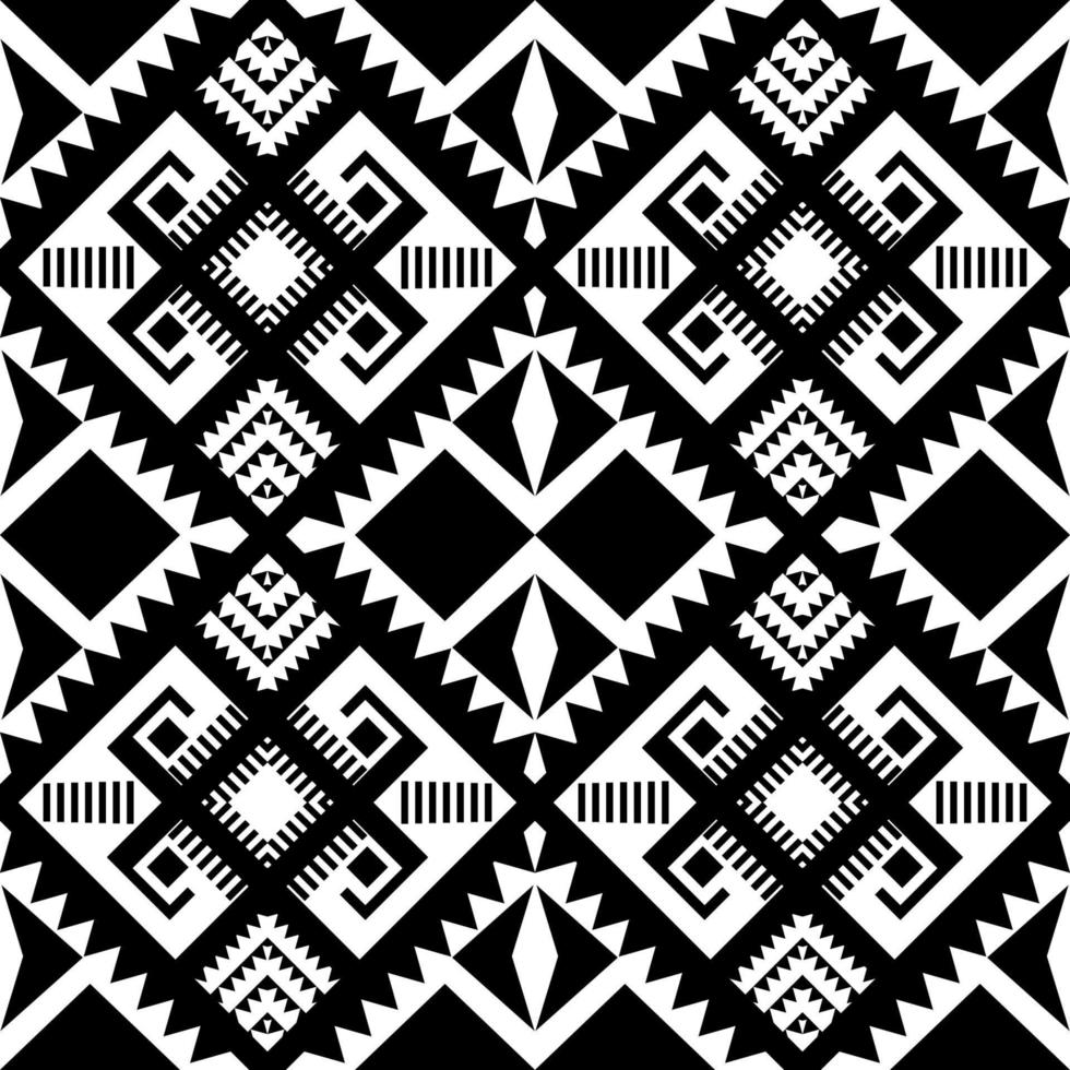 Black and white geometric ethnic seamless pattern design for wallpaper, background, fabric, curtain, carpet, clothing, wrapping. vector