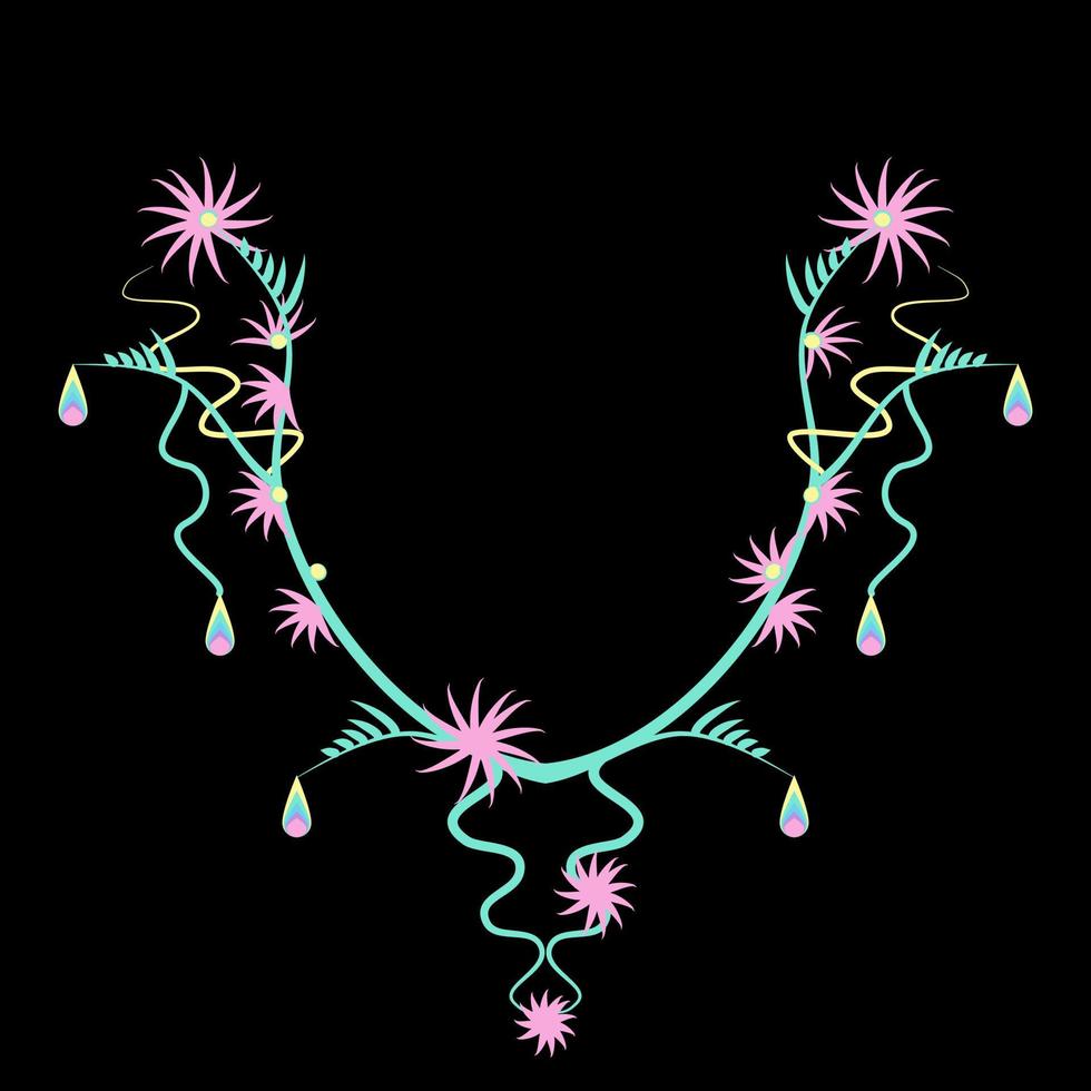 Geometric Ethnic necklace, neckline embroidery colorful traditional pattern design for woman clothing, jewelry, collar shirts, T-shirt. vector