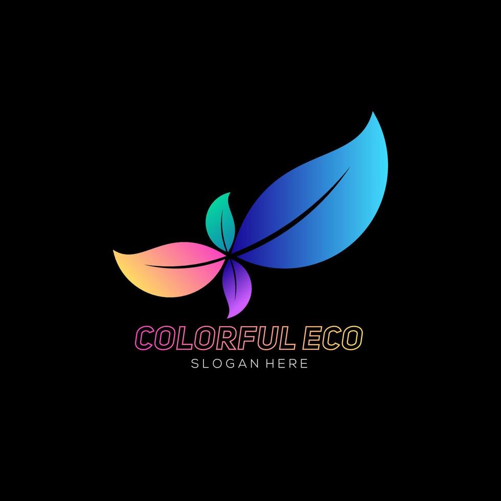 leaf eco logo colorful design gradient vector