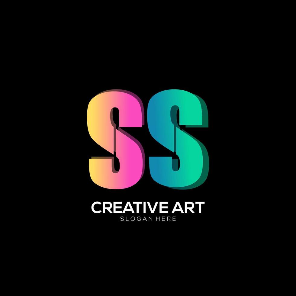 S letter logo gradient colorful design vector