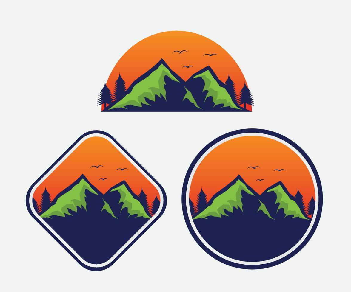 diseño de vector de ambiente de montaña por la tarde