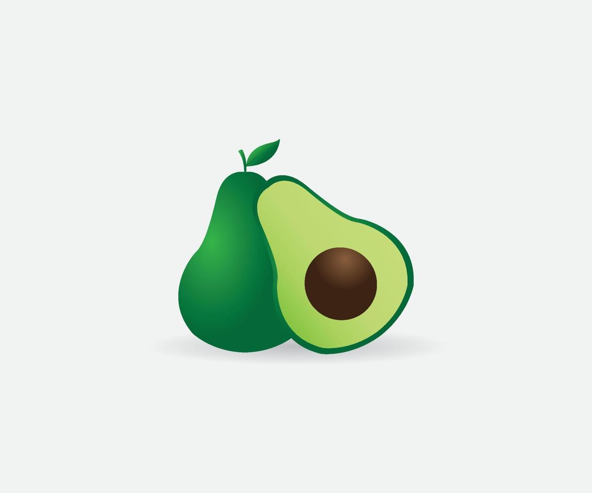 Whole avocado and avocado fruit vector design