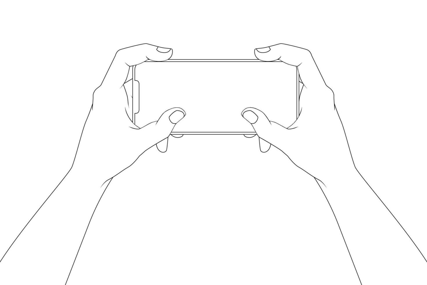 Hand holding phone horizontal Outline vector