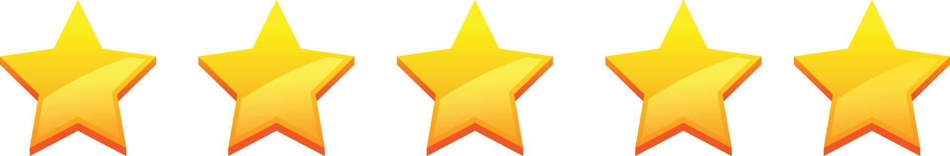 Five stars rating gold color icon vector