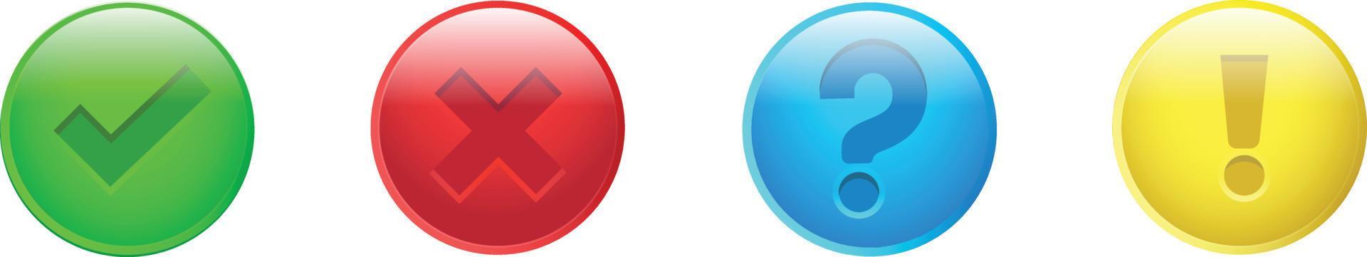 Set round buttons with sign done error question mark exclamation point ...