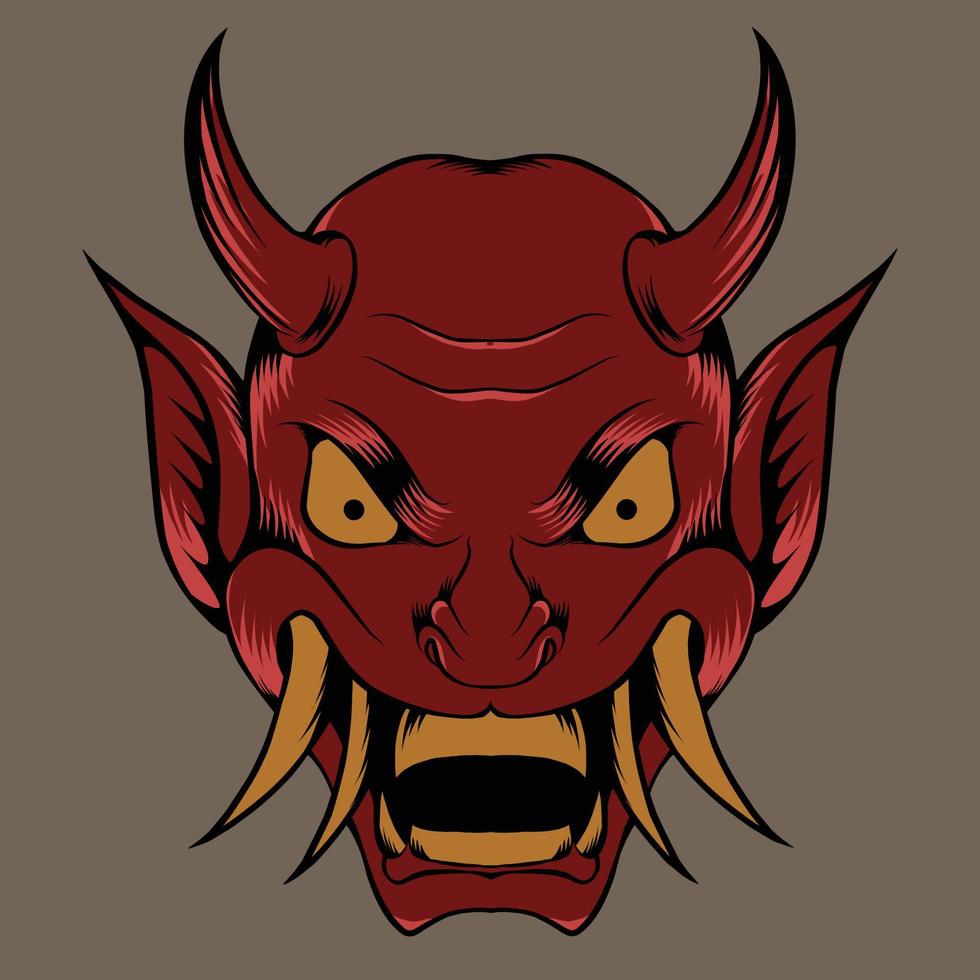 oni japanese mask vector illustration suitable for sticker branding purposes and so on