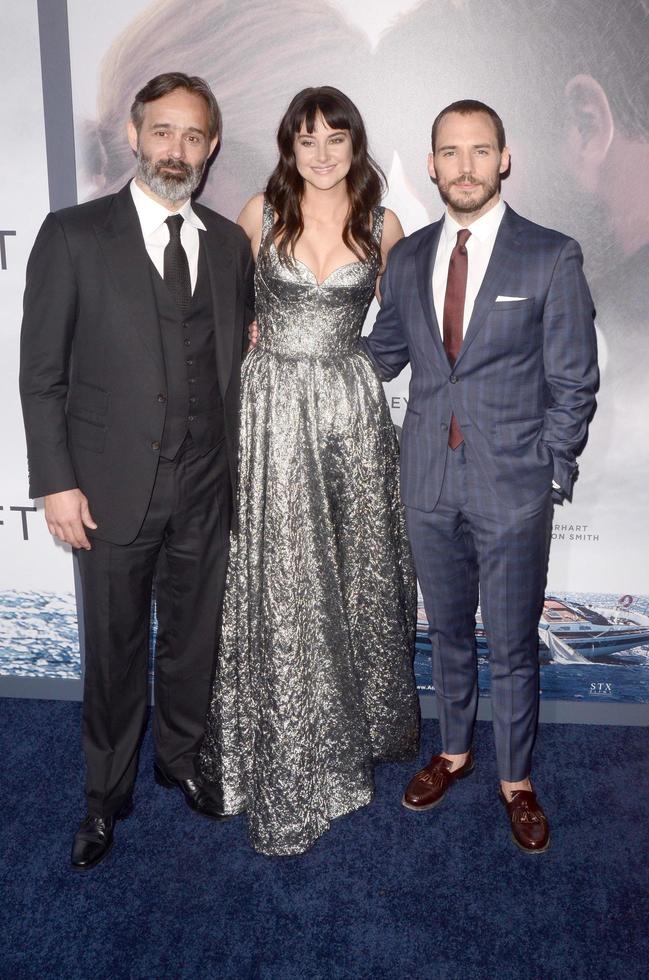 LOS ANGELES, MAY 23 - BaltasarKormakur, Shailene Woodley, Sam Claflin at the Adrift World Premiere at the Regal LA Live on May 23, 2018 in Los Angeles, CA photo