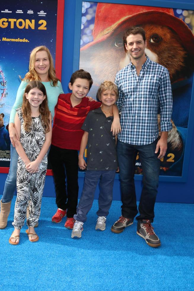 LOS ANGELES, JAN 6 - Angela Kinsey, her daughter, his sons, Josh Snyder at the Paddington 2 US Premiere at Village Theater on January 6, 2018 in Westwood, CA photo