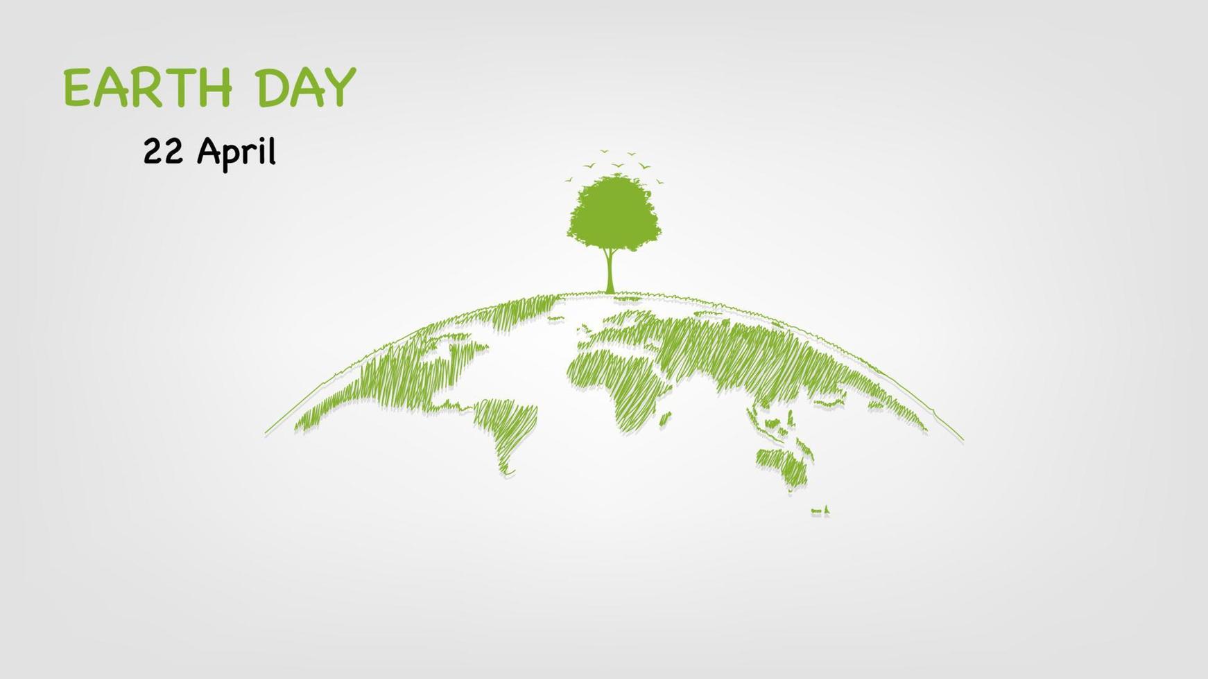 el árbol en la tierra para la ecología, el medio ambiente mundial, el día de la tierra y el desarrollo sostenible, ilustración vectorial vector