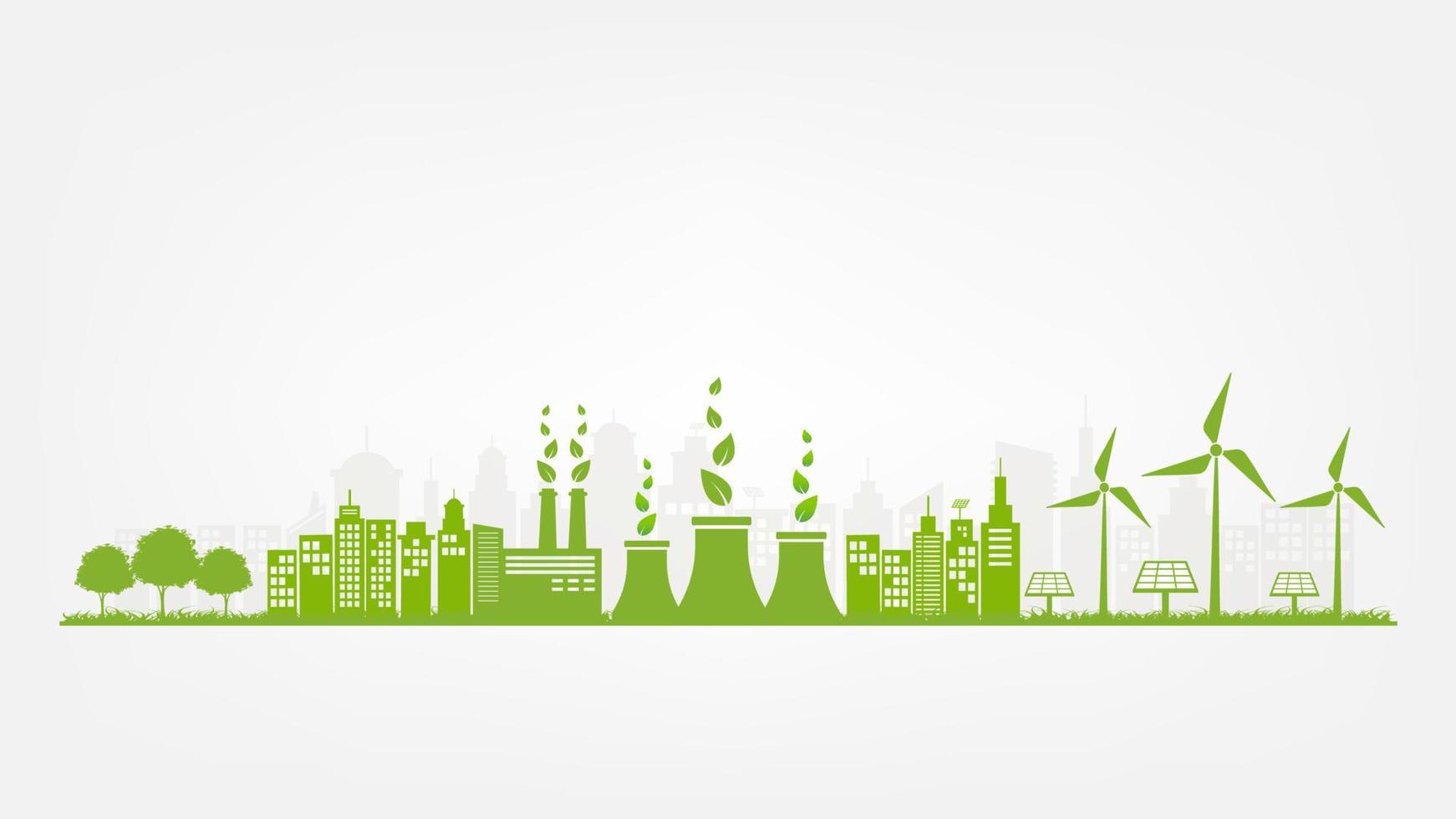 Banner flat design elements for sustainable energy development, Environmental and Ecology concept vector