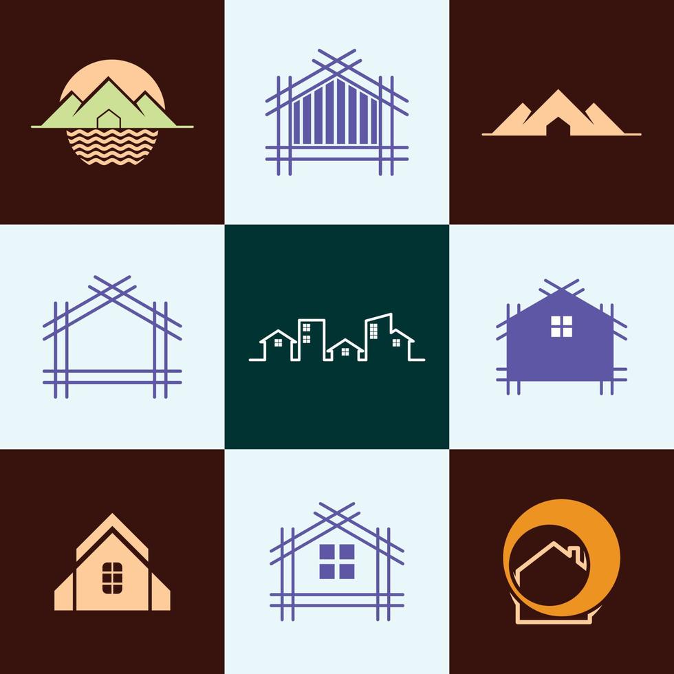 sets of icon house home logo design vector